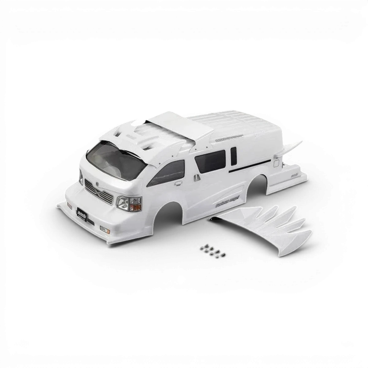 Carrosserie Furious Angel Blanc de la marque Killer Body, détail de la finition en plastique blanc pour voiture radiocommandée.