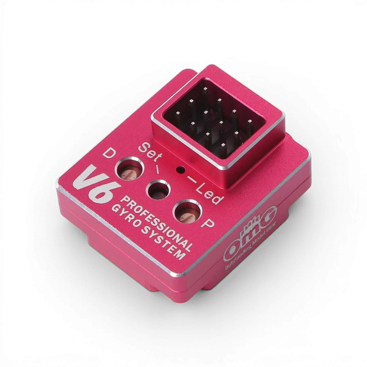 Gyroscope électronique Gyro Drift V6 de la marque OMG, avec support noir pour stabilisation et précision.