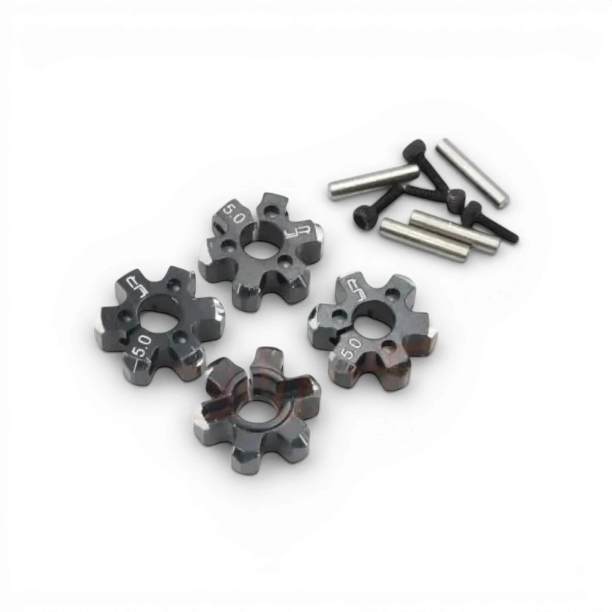 Hexagones en aluminium noir 12x5mm version allégée, utilisé pour la modélisation ou le bricolage, par Yeah Racing.
