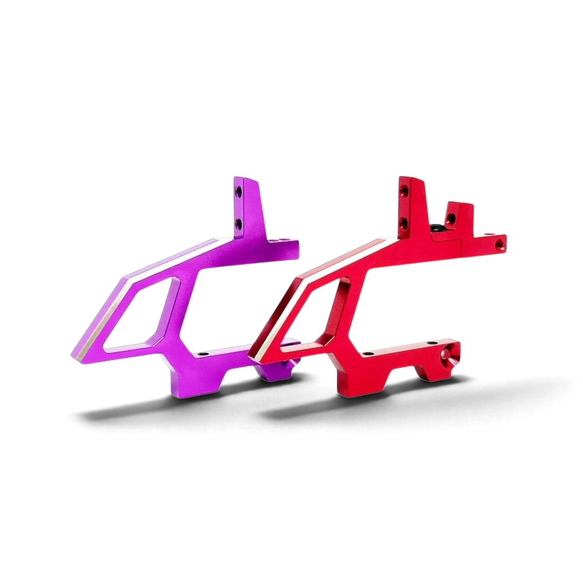 Nez de châssis en aluminium DriftParadiZ pour modèles RC, disponible en violet et rouge pour une rigidité accrue.