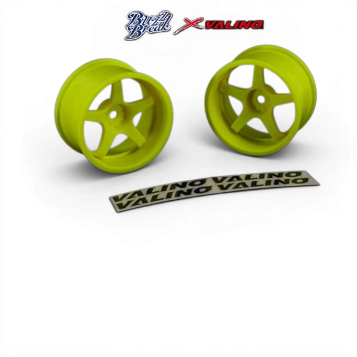 Jante BuzzBreak R-SPEC Gokutan 30 mm offset, finition fluo, vue de face avec détails de la roue.