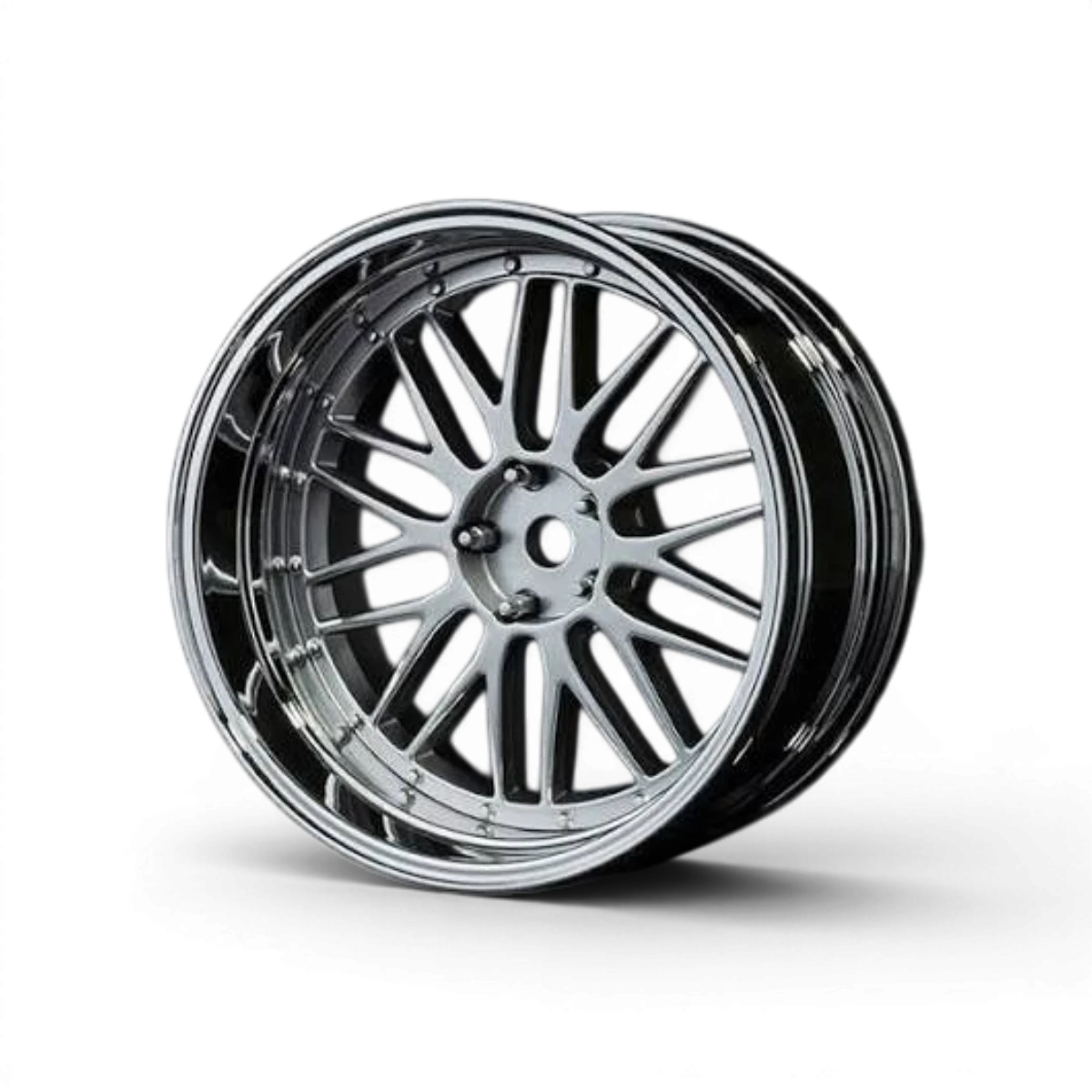 Jantes LM réglables Max Speed Technology en chrome brillant et chrome mat, roues de voiture avec design moderne et finition brillante.