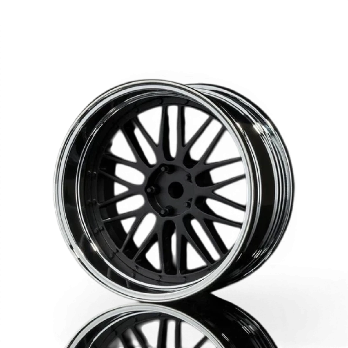 Jantes LM réglables Max Speed Technology en chrome et noir mat, roues sportives avec offset ajustable, vue de face.