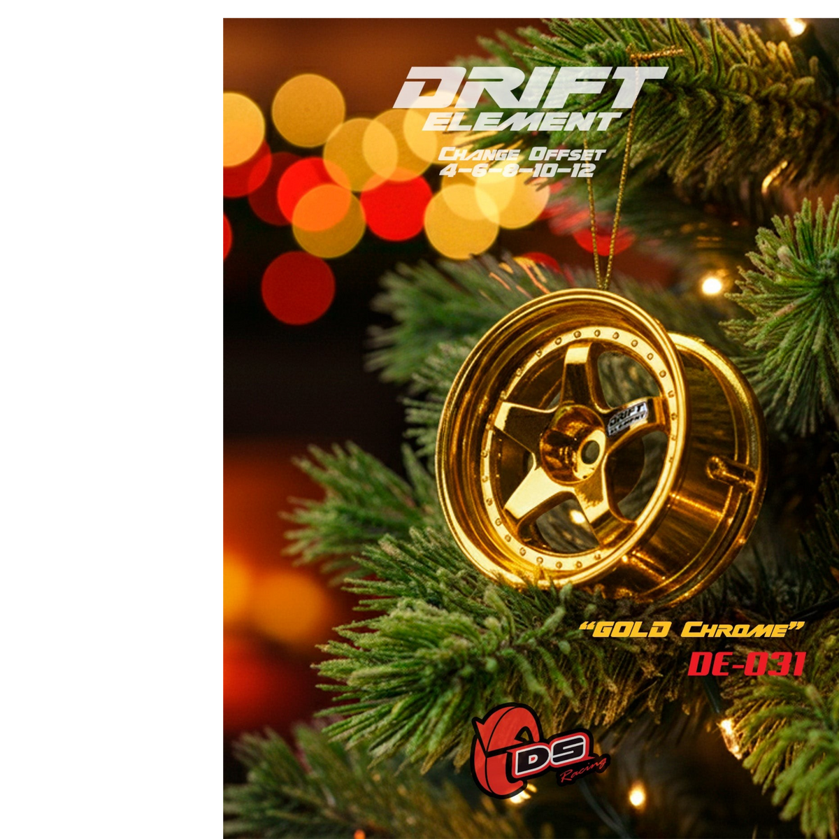 Jantes réglables Drift Elements Chrome Or de DS Racing pour voitures, avec finition chromée brillante et design ajustable.