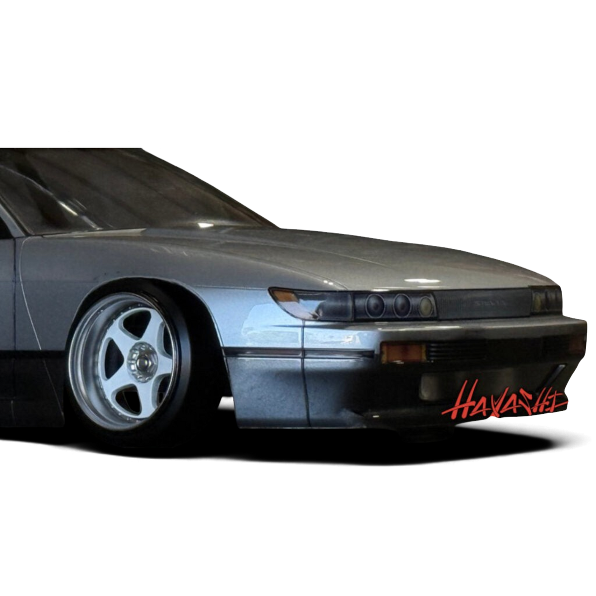 Jantes RIMS 5-Étoiles en style multi-pièces 1/10, couleur or champagne, avec décalage de 8 mm, par Hayashi Garage.