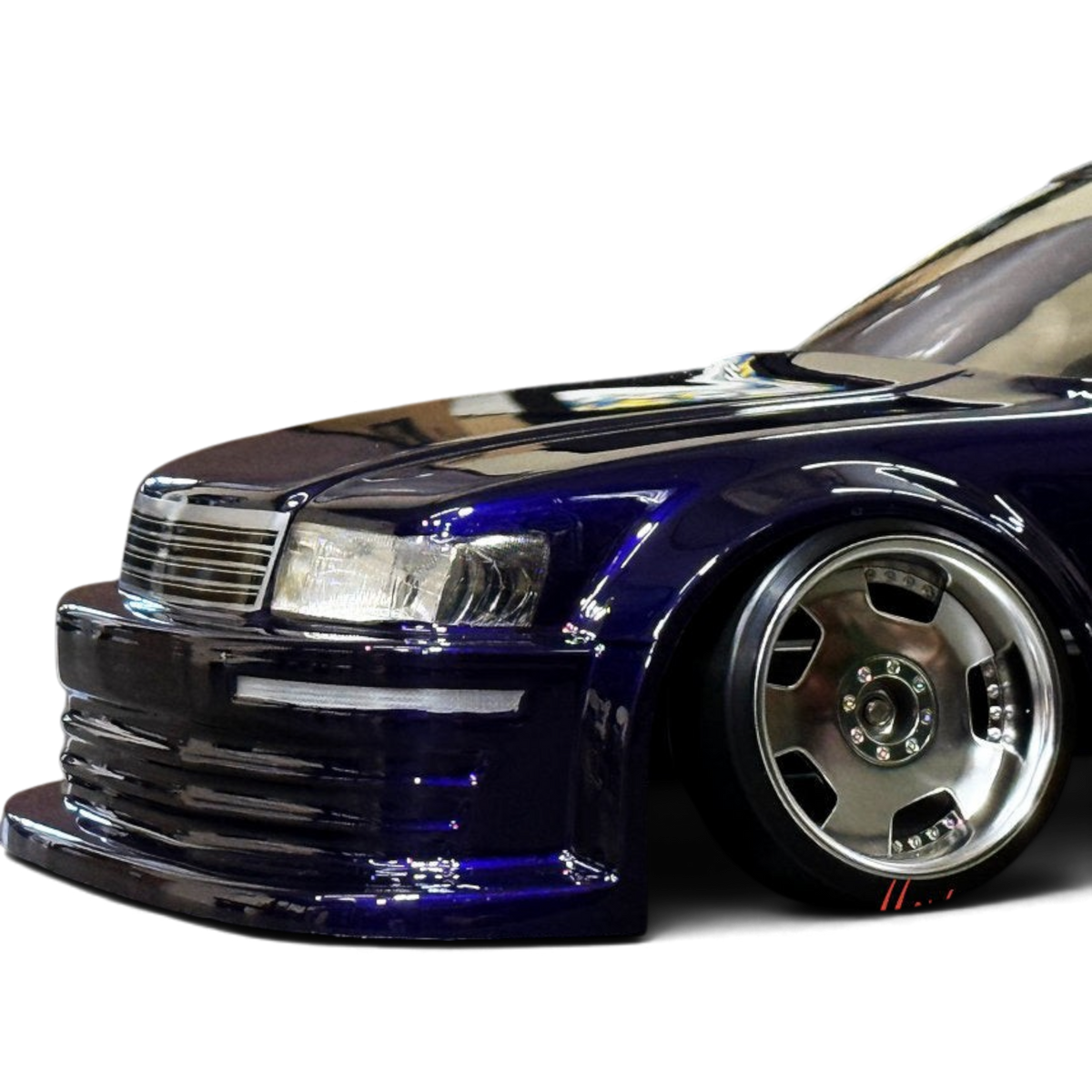 Jantes RIMS EURO BIPPU VIP DISH 1/10 en chrome brillant avec décalage de 8 mm, par Hayashi Garage.