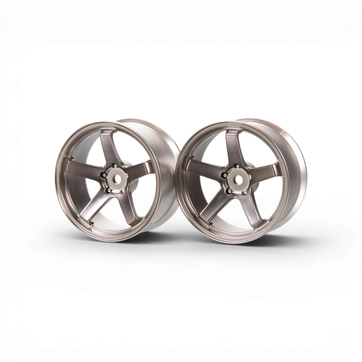 Jantes Shiba Wheel F23 gris titane avec décalage +5, roues en alliage de la marque SHIBATA, vue de face.