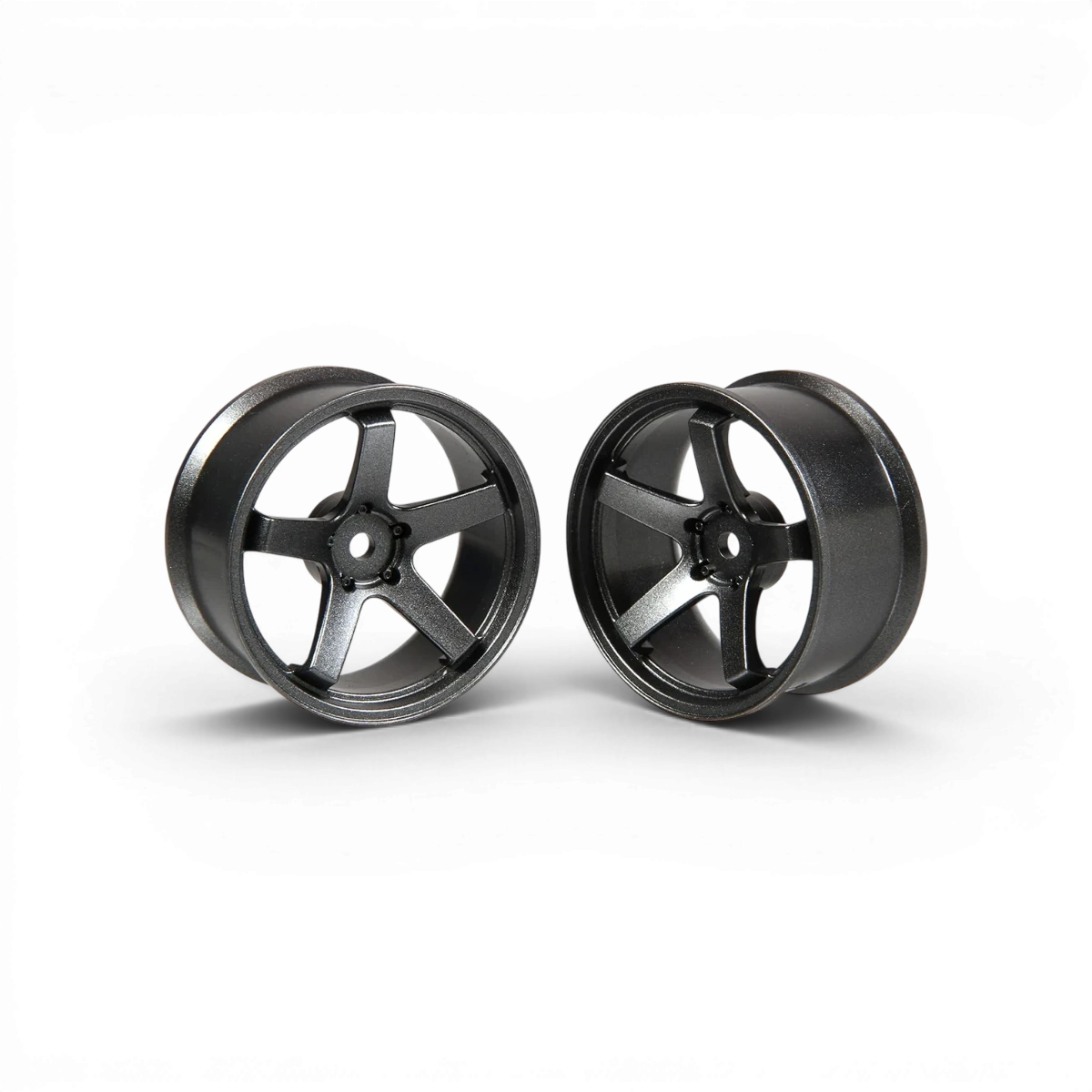 Jantes SHIBATA Shiba Wheel F23 en métal Gun avec décalage +7, roues sportives en finition gris foncé.