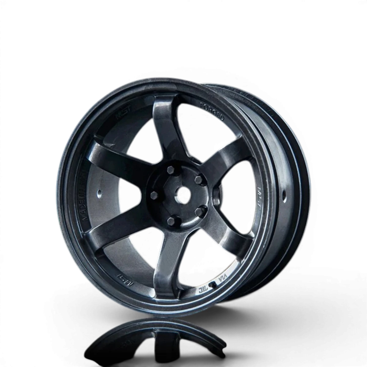 Jantes Max Speed Technology TE37 Haute Traction grises, 2 pièces, roues en alliage légères et résistantes pour voiture sportive.