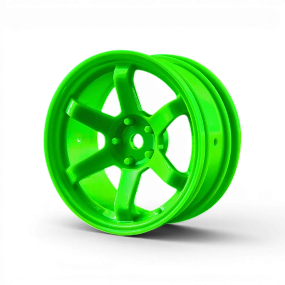 Jantes Max Speed Technology TE37 Haute Traction Vertes, jeu de 2 roues en alliage, finition verte, 7 pouces, vue de face.