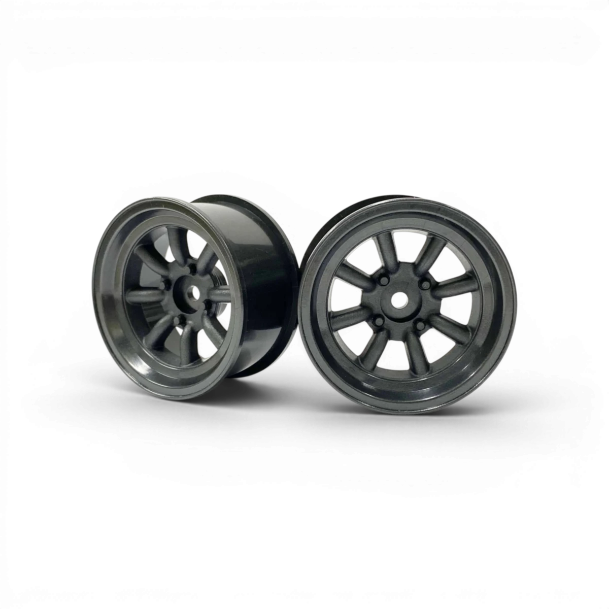 Jantes Watanabe en métal gun offset+7, roues de voiture en alliage de marque Topline, finition gris foncé.