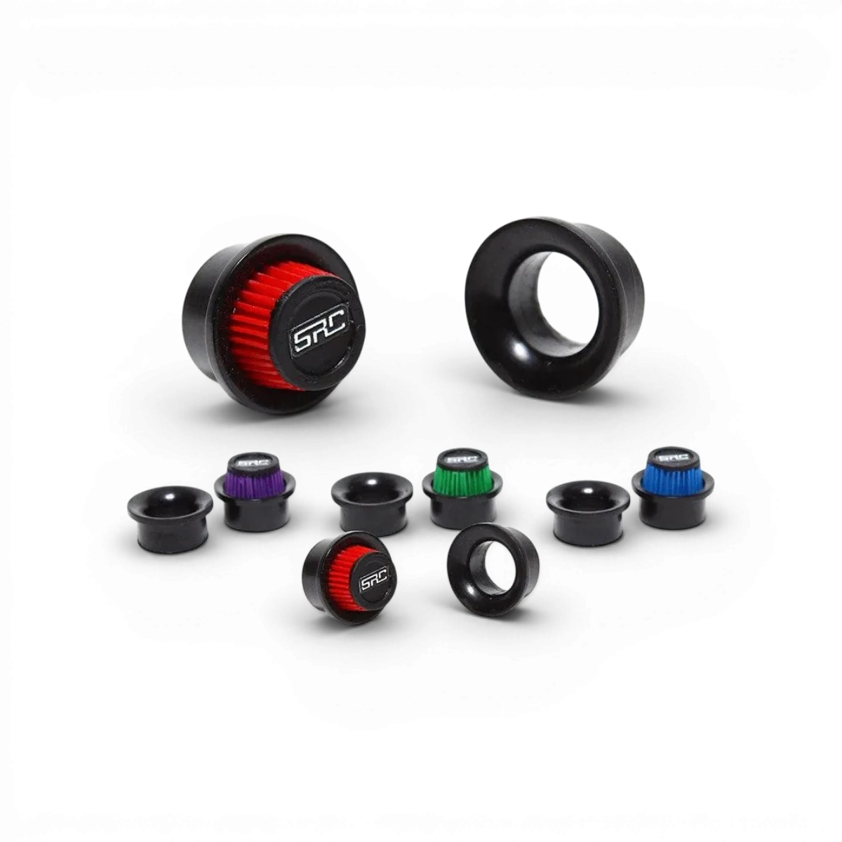 Kit d'admission et trompette personnalisé de la marque Src Sideways RC, comprenant pièces pour la customisation.