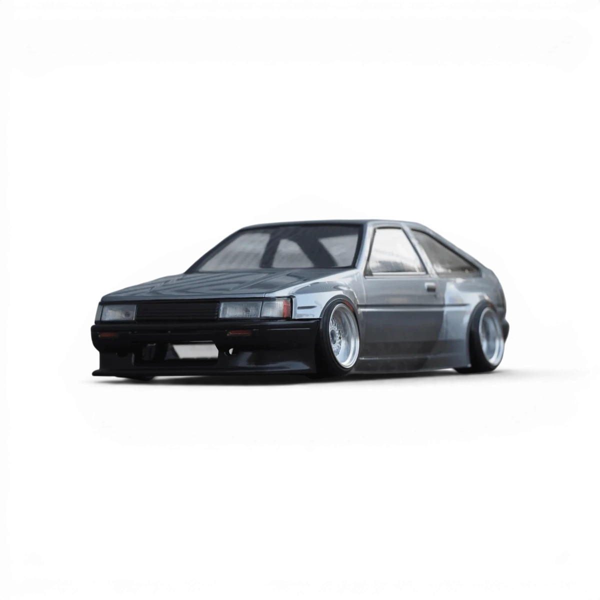 Kit de conversion RC Drift 240mm pour AE86 par Addiction RC Design, comprenant pièces pour voiture radiocommandée.
