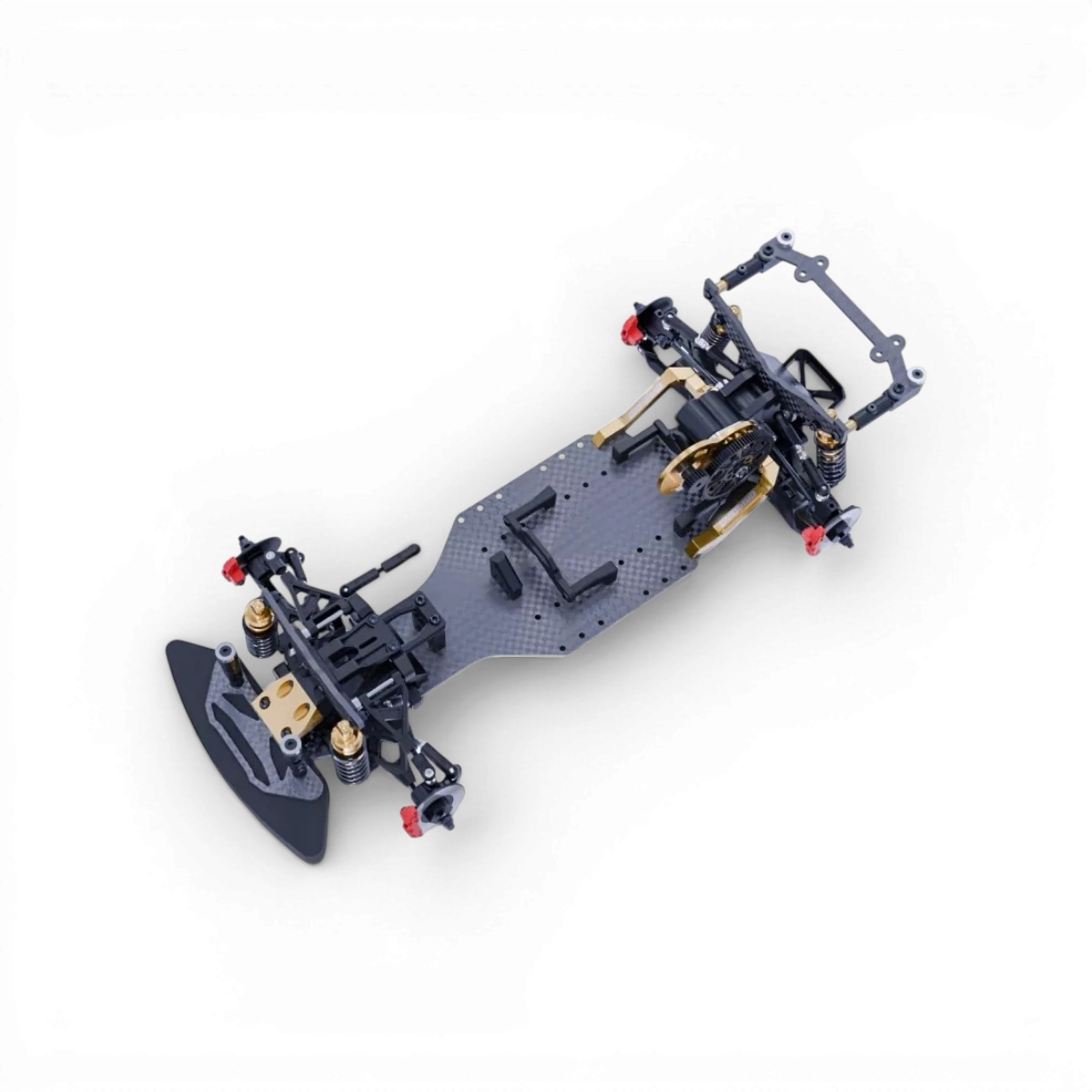 Kit de drift 1/10ème HOBBYTECH Over-D10, images montrant le châssis et les composants pour voiture RC de modélisme.