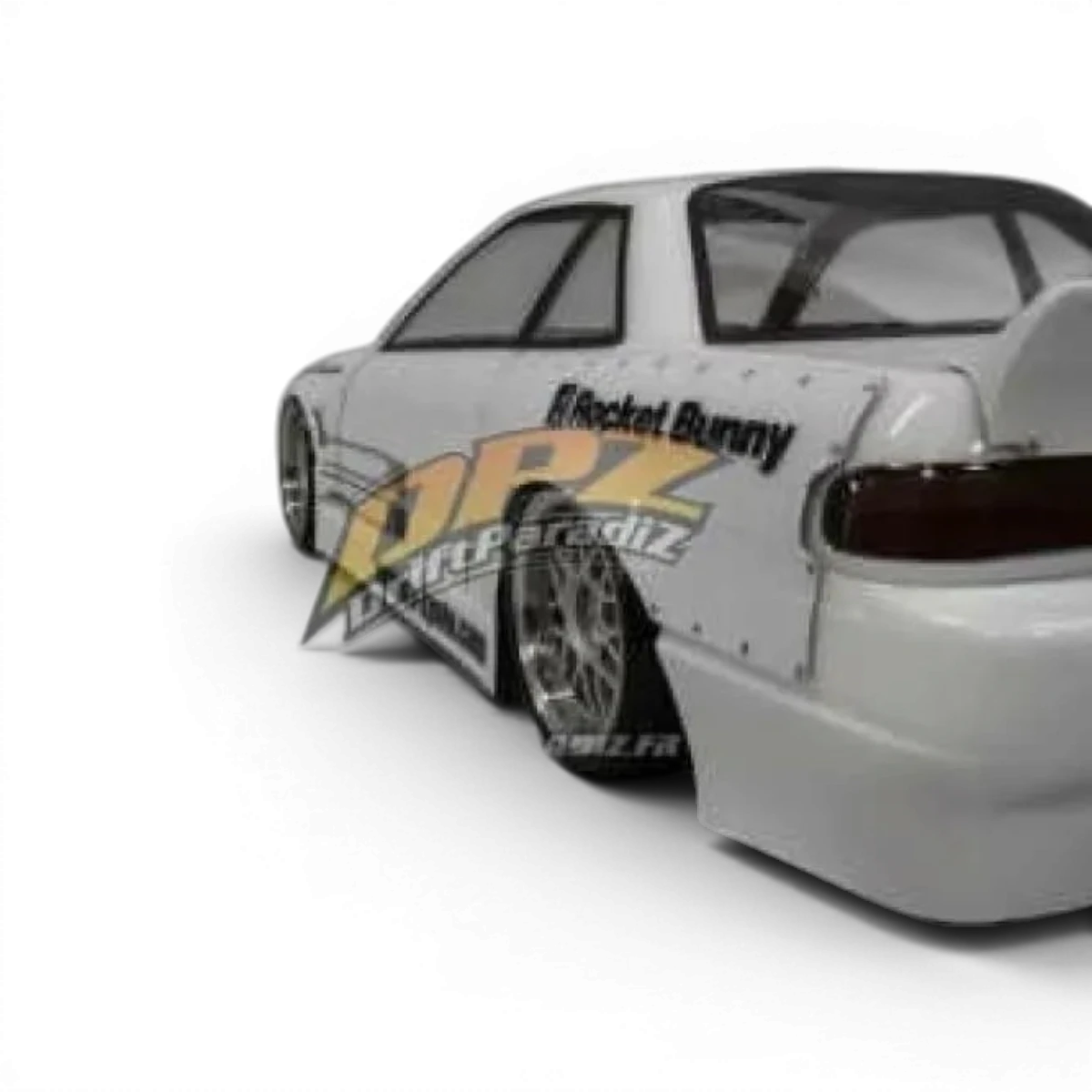 Kit complet de carrosserie Rocket Bunny pour Nissan S13 par Addiction RC Design, vue de l'ensemble du set.
