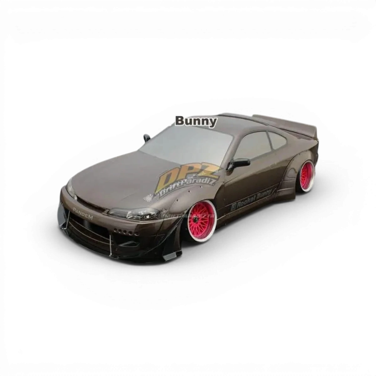 Kit carrosserie Rocket Bunny complet pour Nissan S15, par Addiction RC Design, comprenant pièces pour personnaliser la voiture.