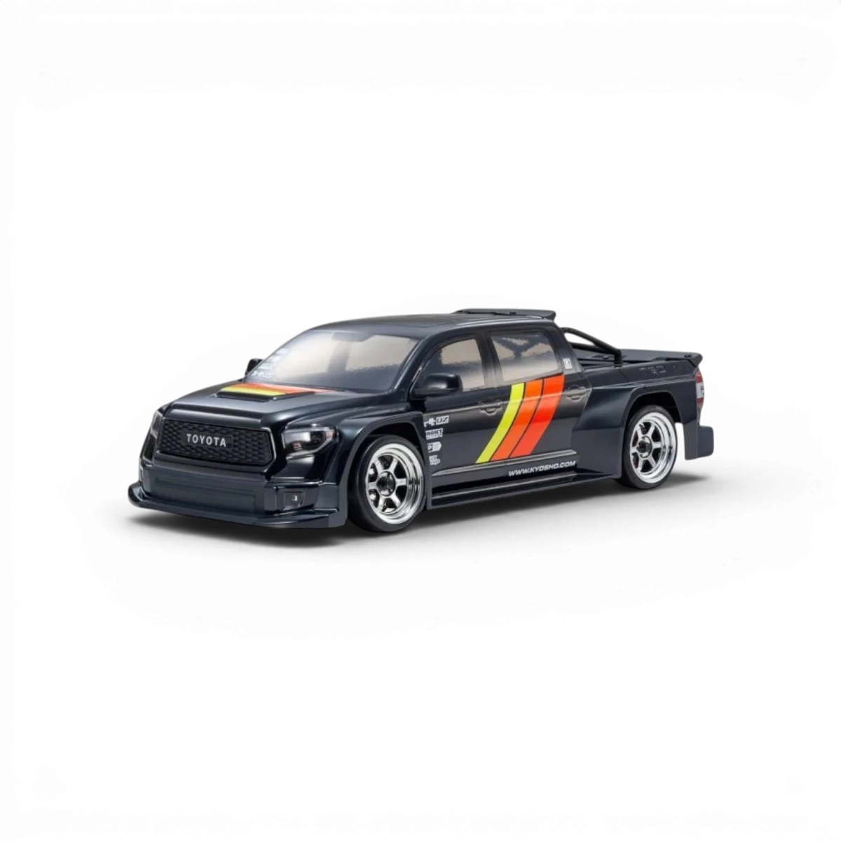 Carrosserie Kyosho Fazer D2 Toyota Tundra Drift version noire, prête à rouler, en taille 1:10 pour véhicules de drift.