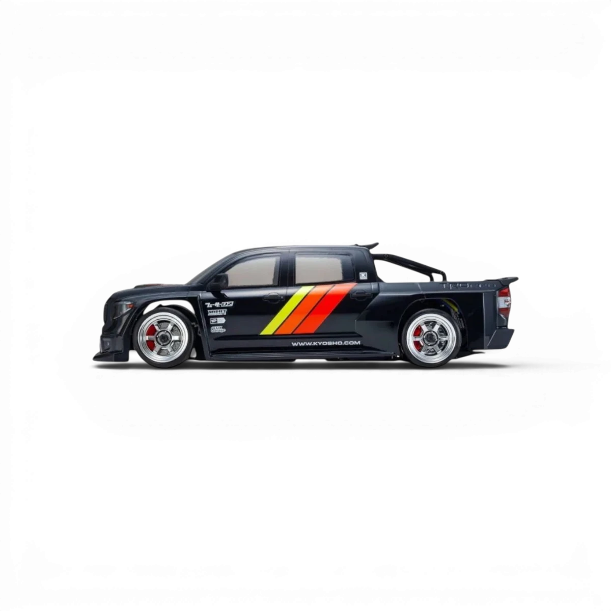 Carrosserie Kyosho Fazer D2 Toyota Tundra Drift Ver. Noire, modèle 1:10, prêt à faire du drift, visible en détail.