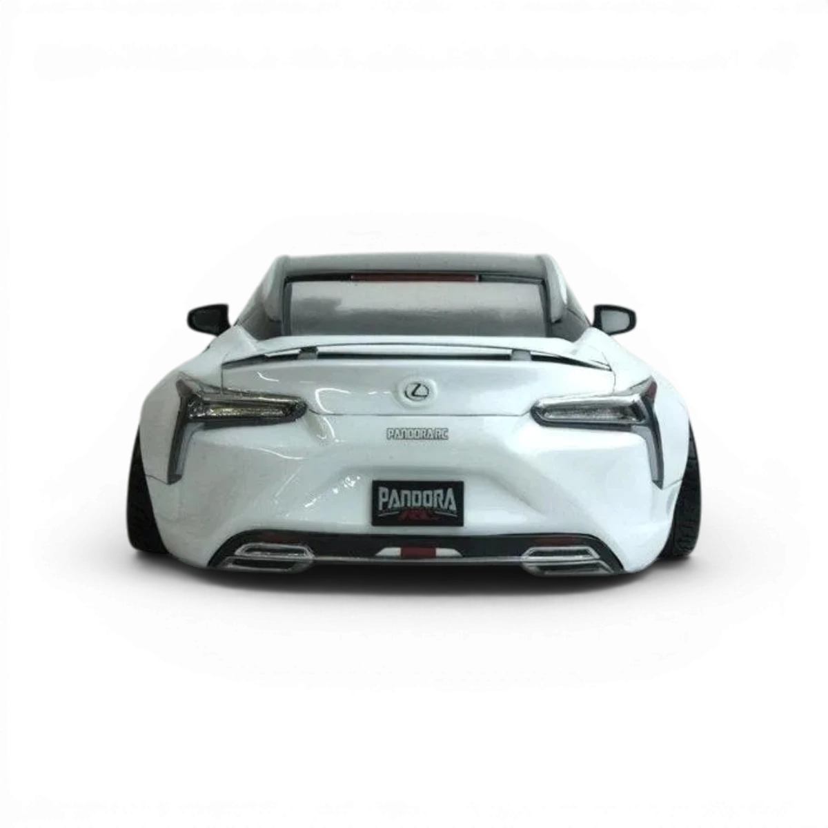 Voiture de carrosserie Lexus LC Pandora RC, modèle réduit, avec détails précis en plastique noir et éléments en couleur.