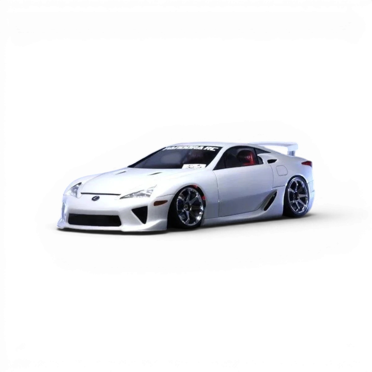 Modèle de voiture Lexus LFA en carrosserie Pandora RC, vue détaillée du véhicule miniature.
