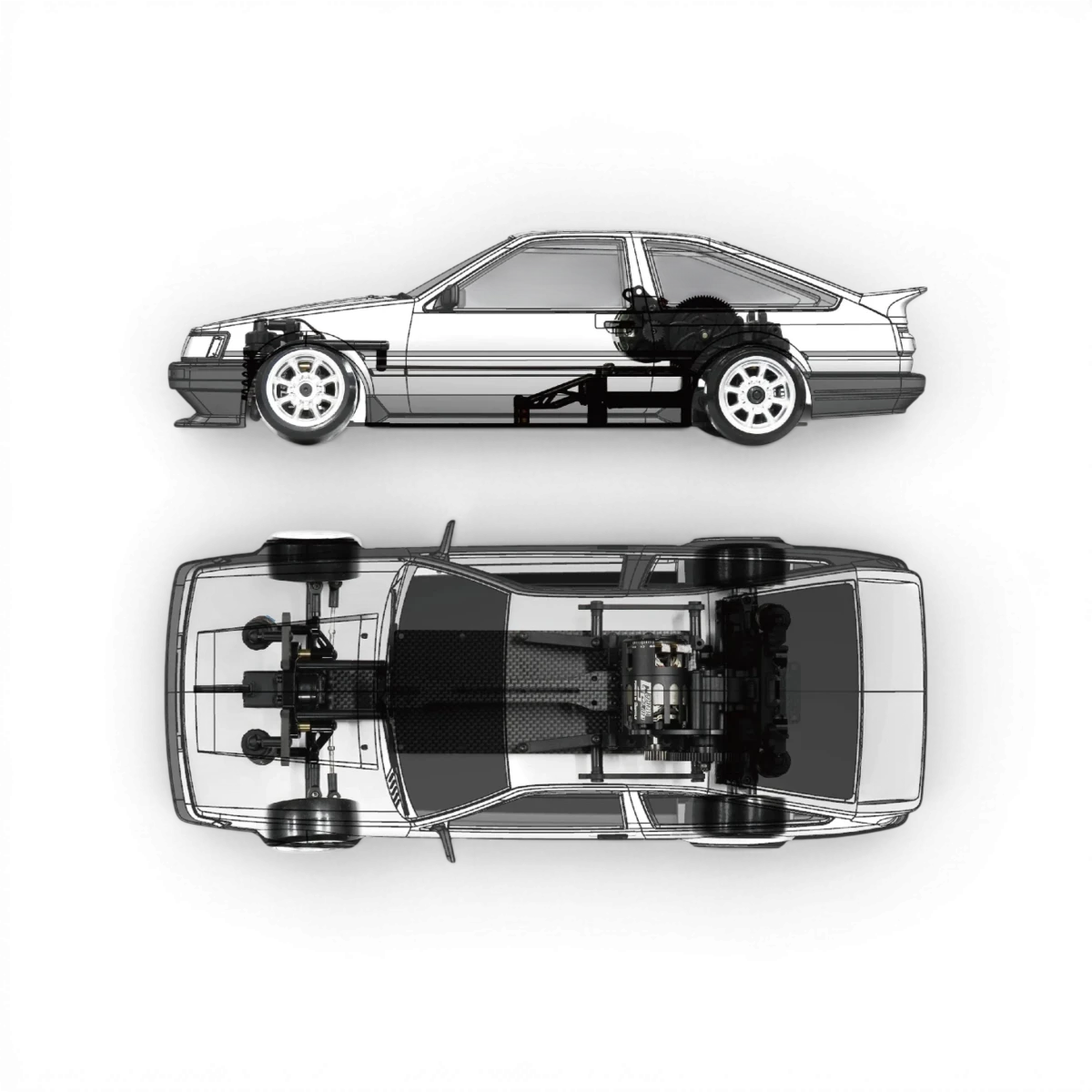 Kit de conversion M-Competition pour RDX de Wrap-UP Next, composants noirs et métalliques visibles sur l'image.