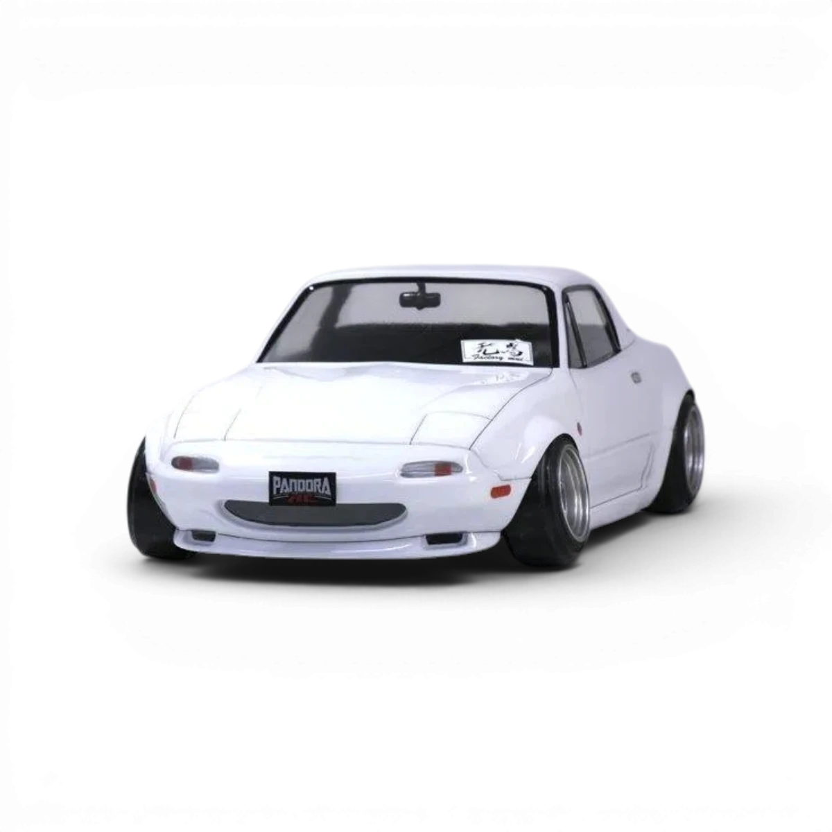 Modèle de voiture Mazda MX-5 NA Eunos Roadster Pandora RC, carrosserie détaillée, vue de face sur fond blanc
