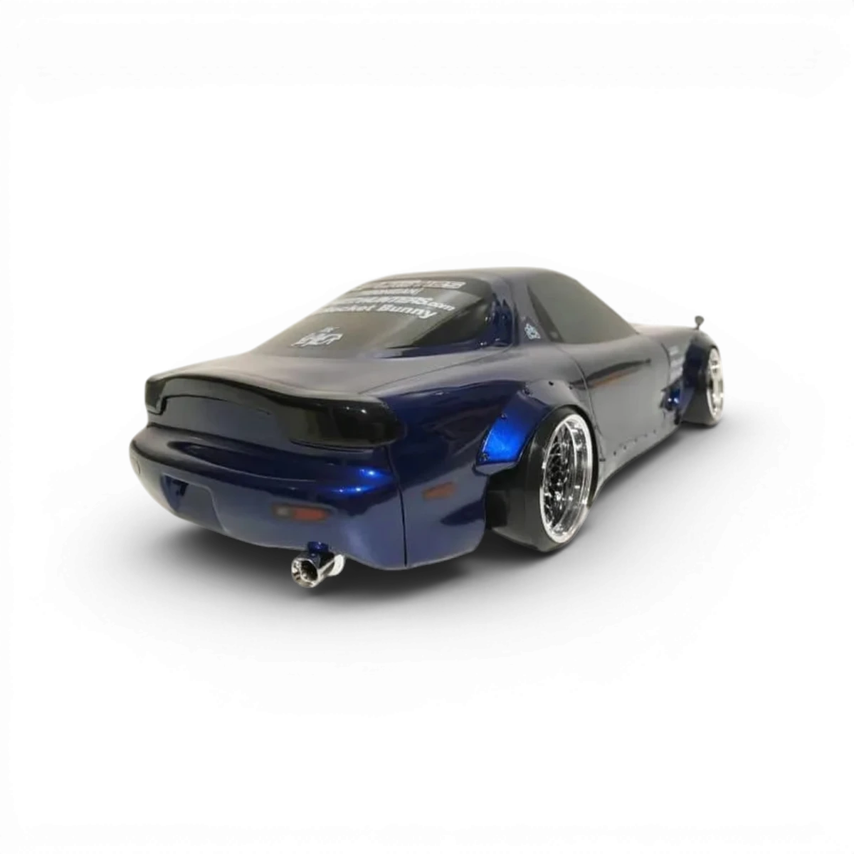 Carrosserie Mazda RX7 FD3s Boss en plastique pour voiture RC, fabriquée par Aplastics RC, vue de face avec détails précis.