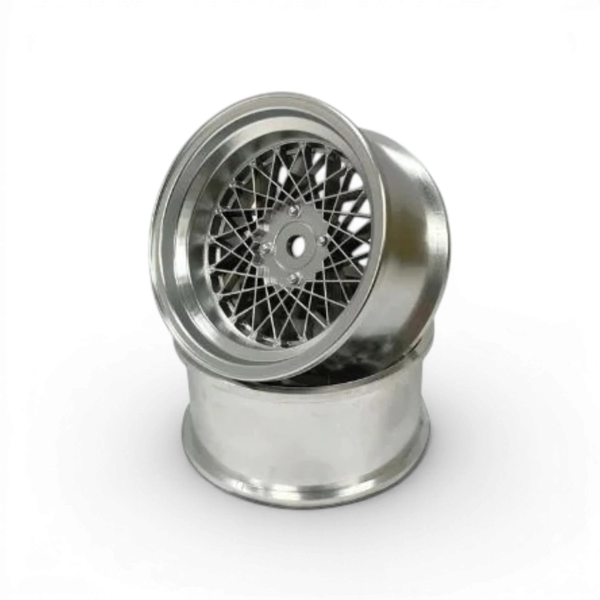 Jantes Mesh Chrome Mat Offset 3 de Mikuni Factory, design en chrome avec motif en mesh pour roues de vélo.