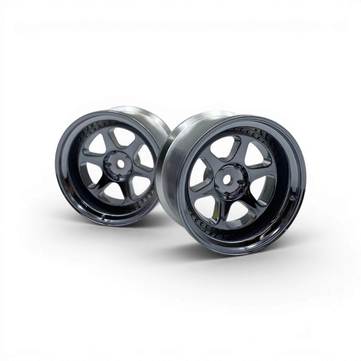 Roues MESITER L1 avec décalage 8 en chrome pour voitures, fabriquées par Custom Lab's, vues de face.