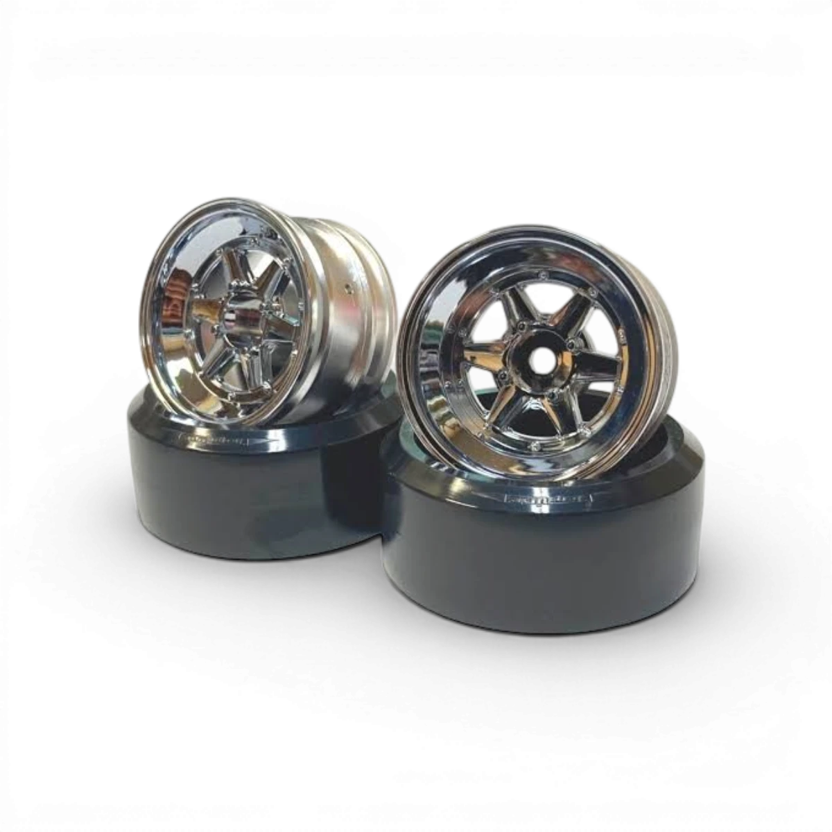 Roue Mini Long Champ XR-4 Offset6 Chrome de la marque Topline, finition chromée brillante, vue de face.