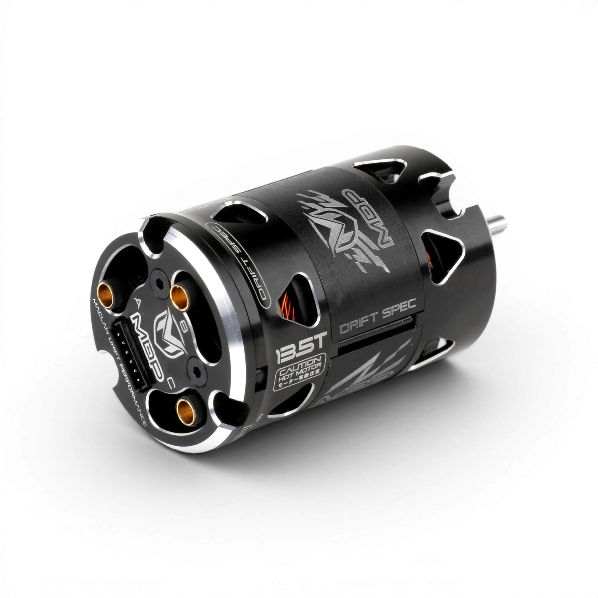 Moteur brushless Drift Performance MDP 13.5T Maclan, électronique pour voiture RC, avec détails du rotor et connexions visibles.