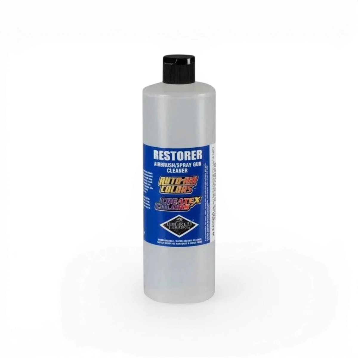 Nettoyant aérographe Createx Restorer 4008 pour entretenir et nettoyer les pistolets à peinture aérosol.