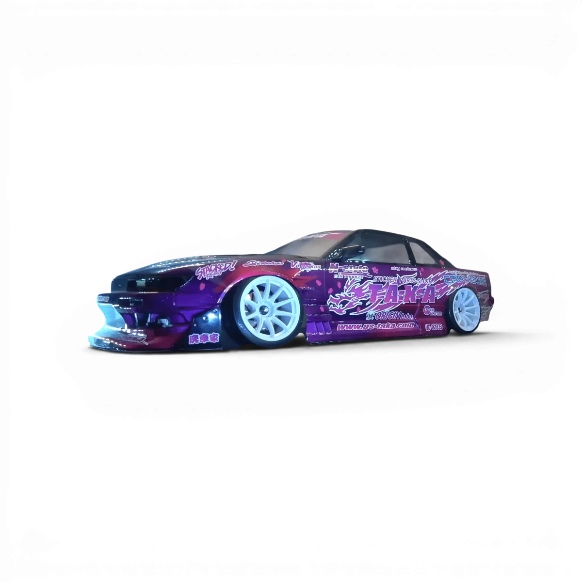 Carrosserie Nissan Silvia S13 Origin Lab avec décoration Fujio 2023, fabriquée par Addiction RC Design.