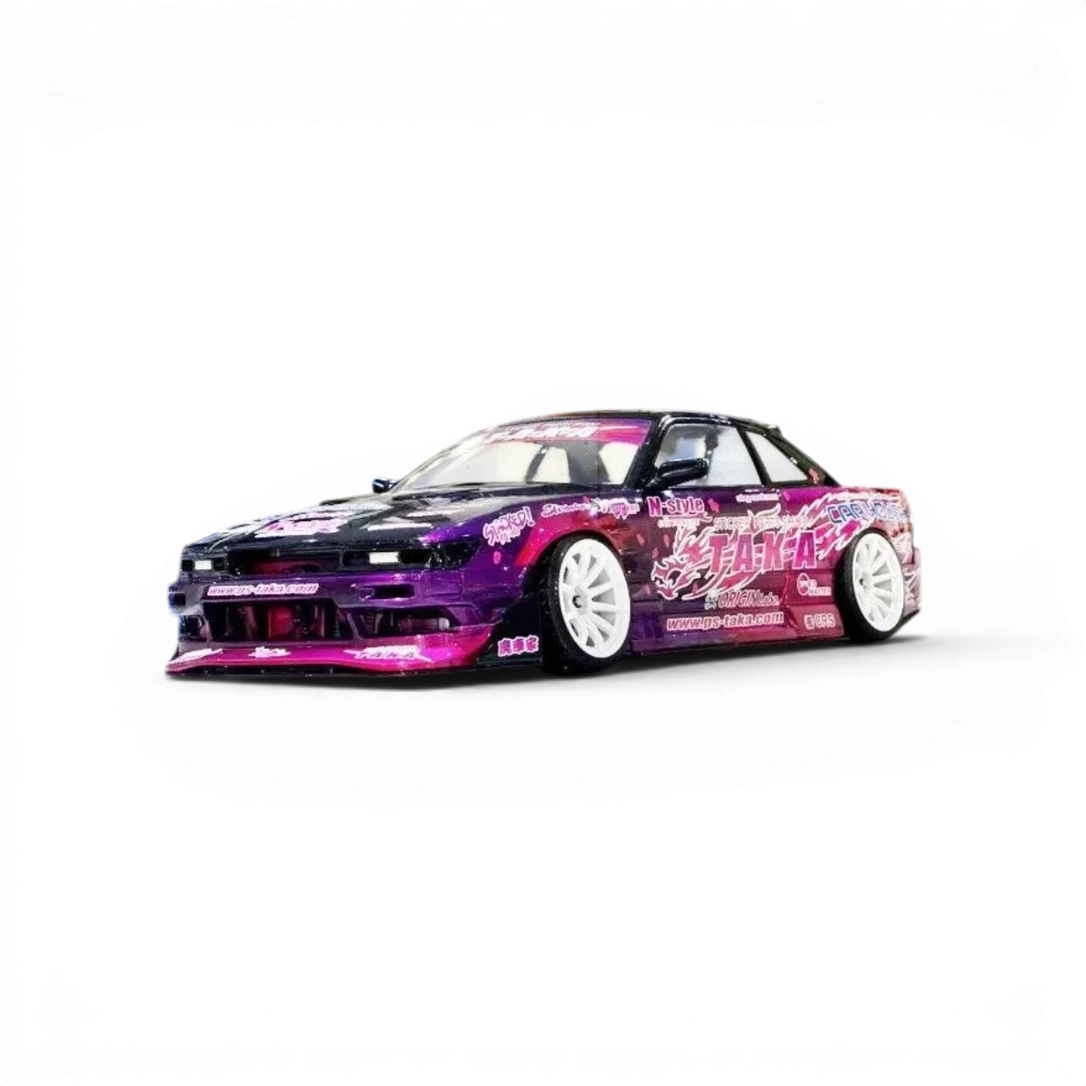 Carrosserie Nissan Silvia S13 Origin Lab Fujio 2023 de Addiction RC Design, vue détaillée du design en plastique.