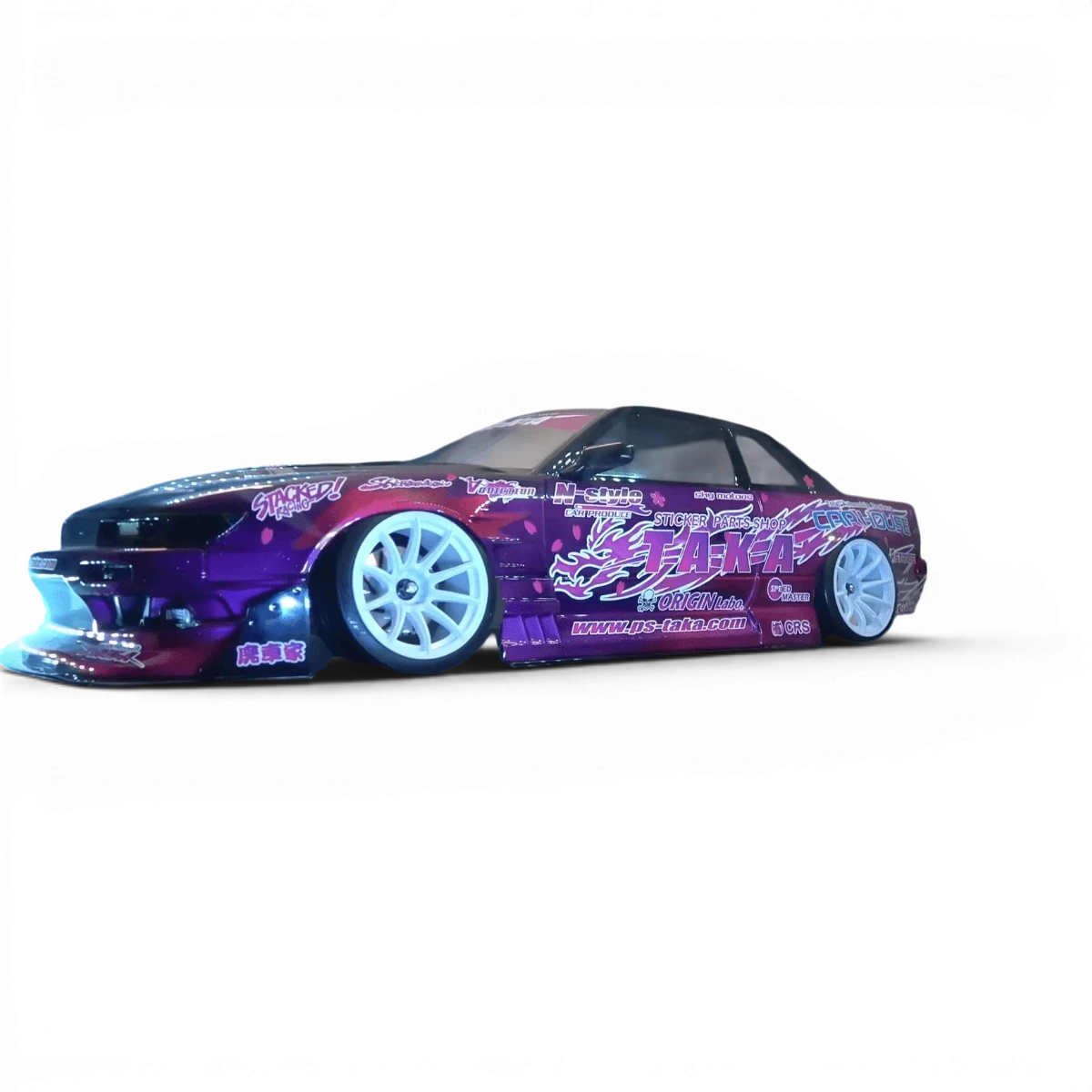 Carrosserie Nissan Silvia S13 Origin Lab Fujio 2023 pour voiture RC, marque Addiction RC Design, détails visibles.