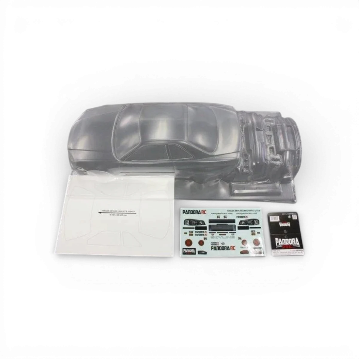 Modèle de voiture Nissan Skyline R34 GT-R V-spec II en carrosserie Pandora RC, vue détaillée de la miniature.