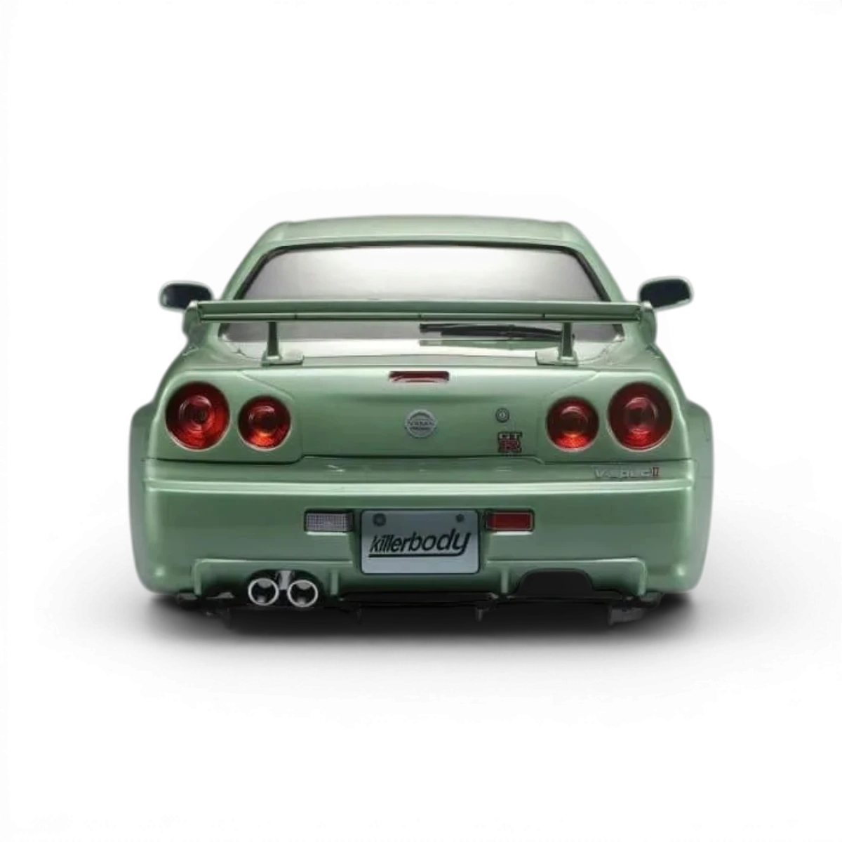 Carrosserie Nissan Skyline R34 GTR vert champagne de la marque Killer Body, vue détaillée de la carrosserie.
