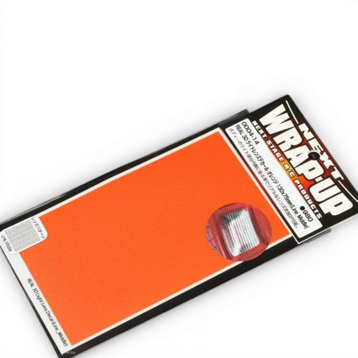 Autocollant pour lentilles phares 3D orange, marque Wrap-UP Next, dimensions 130x75mm, style Delta block.