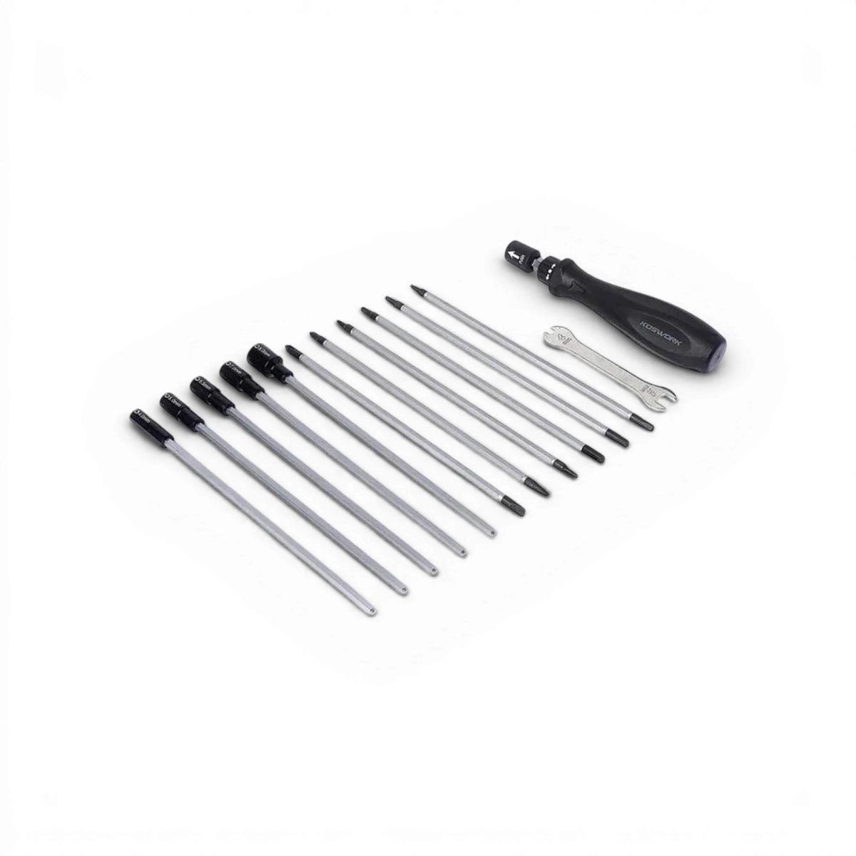 Outils et sacoche V2 de Koswork, accessoires pour rangement pratique avec outils visibles dans la sacoche.
