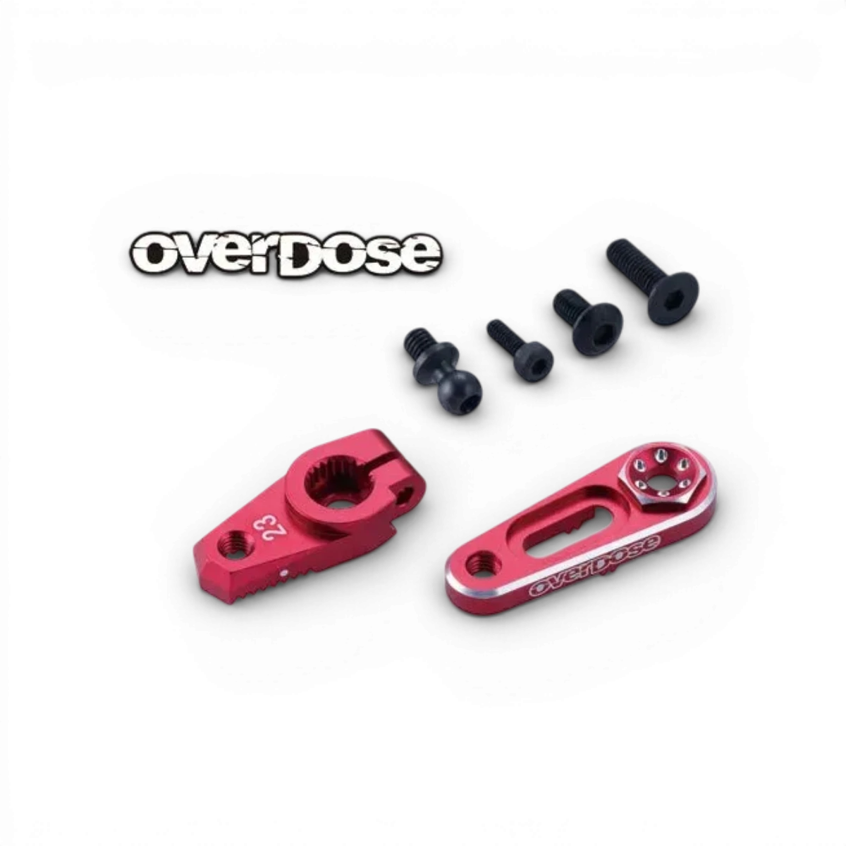 Palonnier servo réglable Type-2 de la marque Overdose, pièce détachée pour modélisme RC, montrant la pièce en détail.