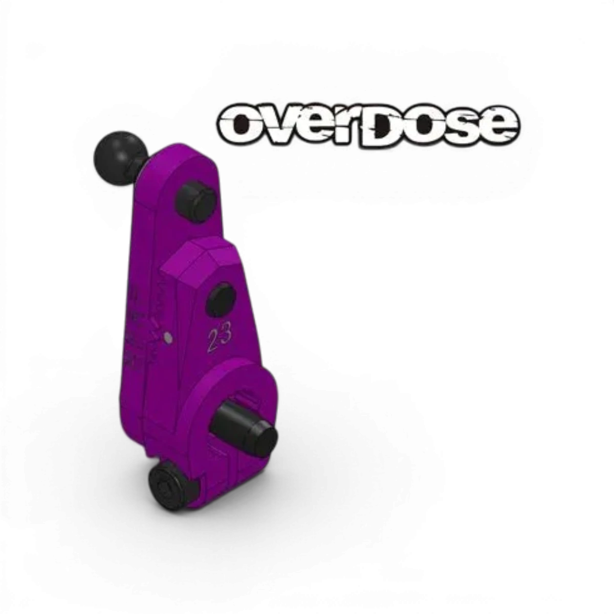Palonnier servo réglable Type-2 pour pièces détachées, conçu par Overdose, visible en détail avec fixation et composants.