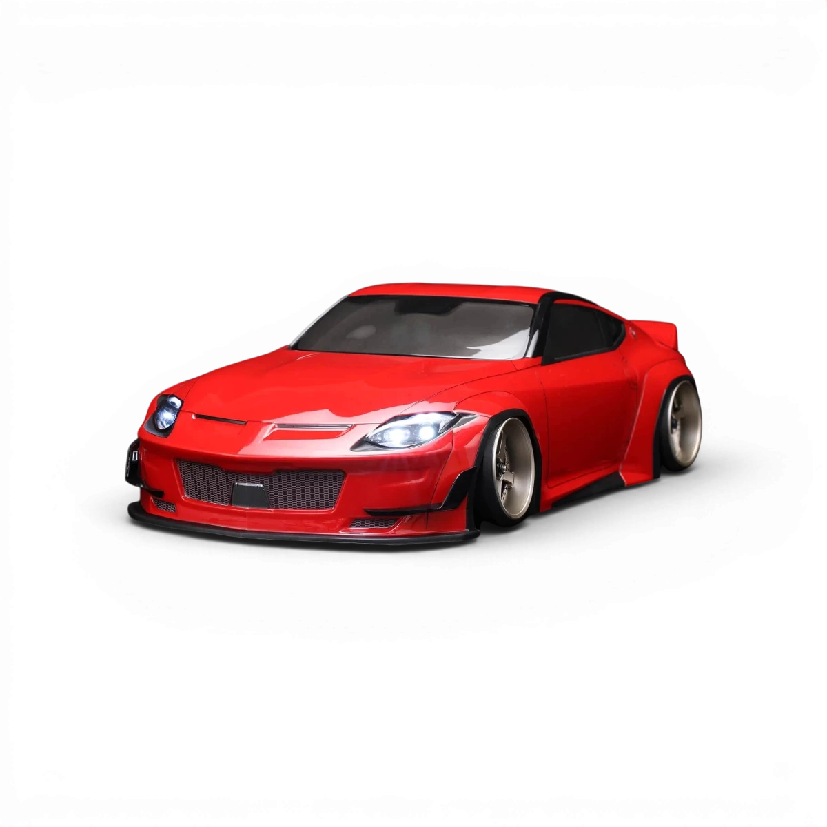 Carrosserie Nissan Fairlady Z RZ34 pour modèle réduit, par Team Yokomo, en plastique avec détails réalistes et finition précise.