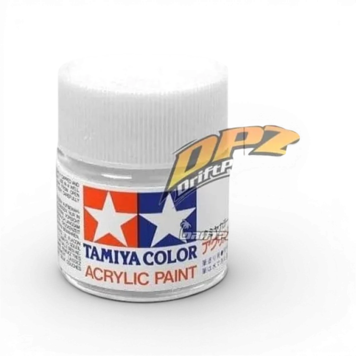 Peinture blanche brillante Tamiya X2 pour modèles et projets artistiques, en flacon avec étiquette visible.
