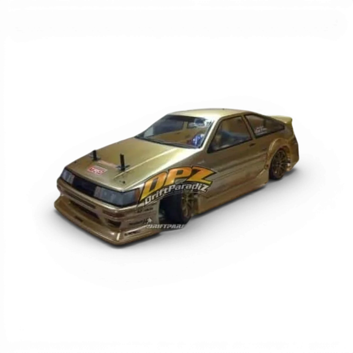 Peinture Lexan Tamiya PS13 Or pour carrosserie de voiture RC, finition brillante et durable, vue de la bombe de peinture.