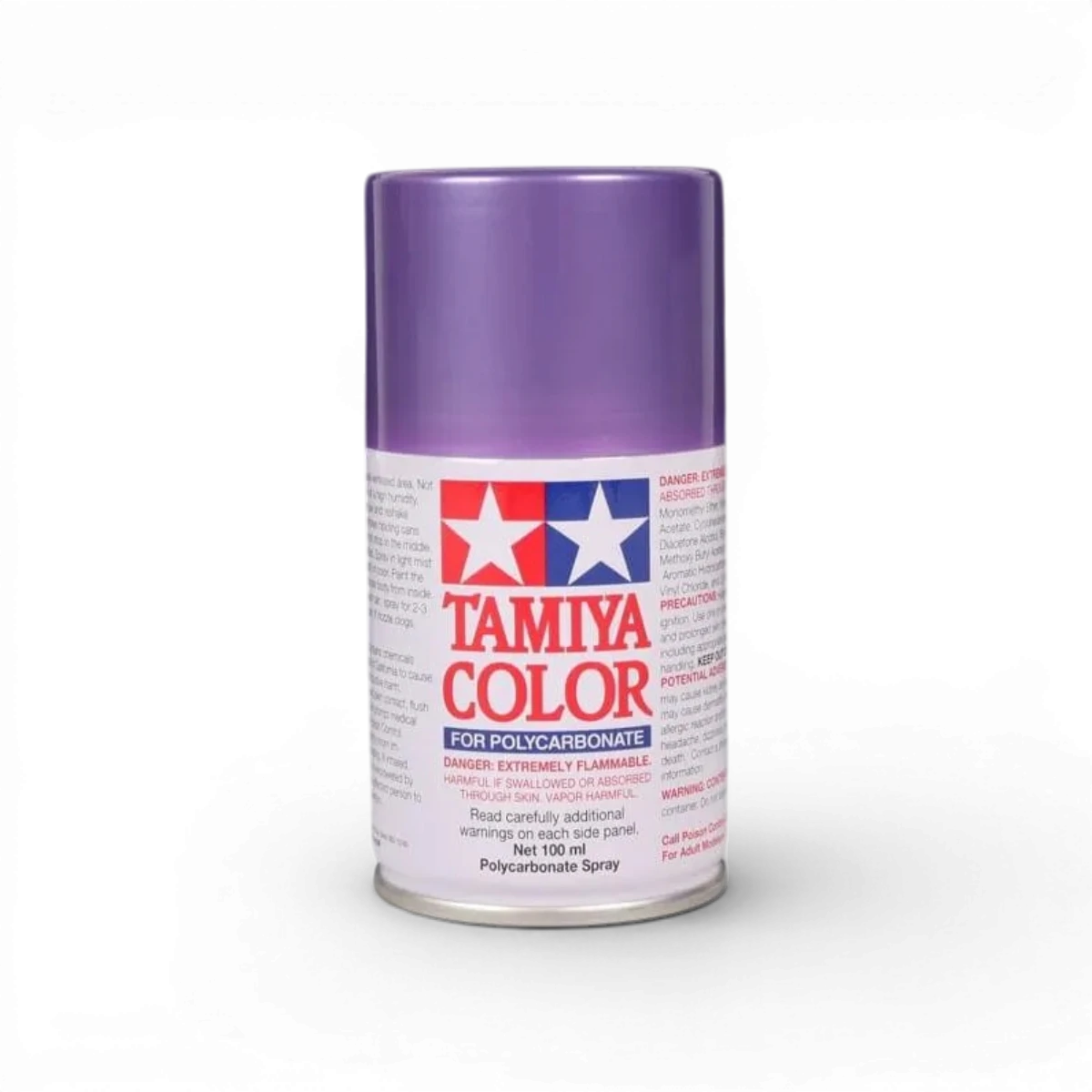 Peinture Lexan PS51 alu violet anodisé de la marque Tamiya, applicateur pour projets de modélisme et véhicules.