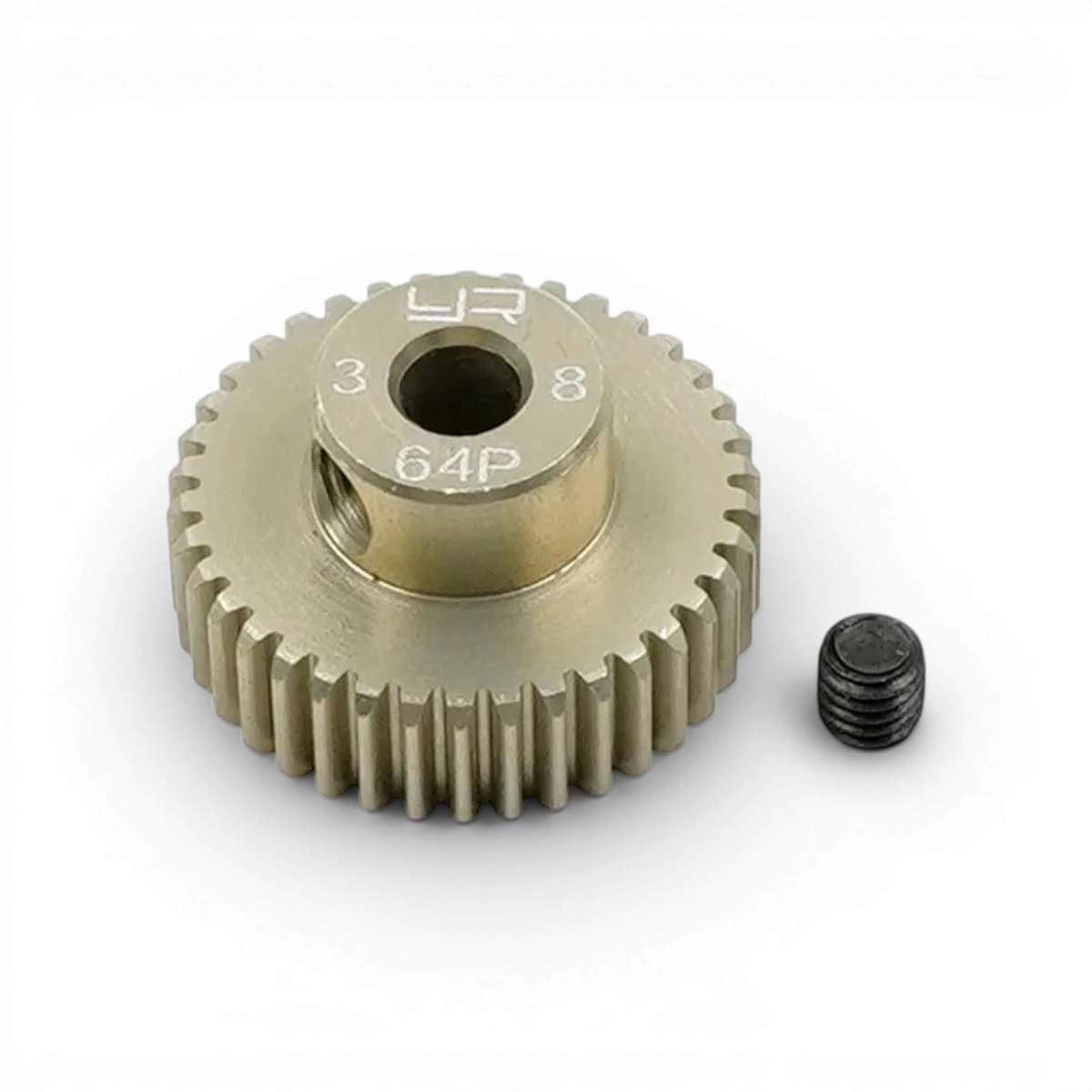 Pignon universel 1/10 Yeah Racing, 38 dents, 64dp pour voiture RC, robuste et compatible avec plusieurs modèles.