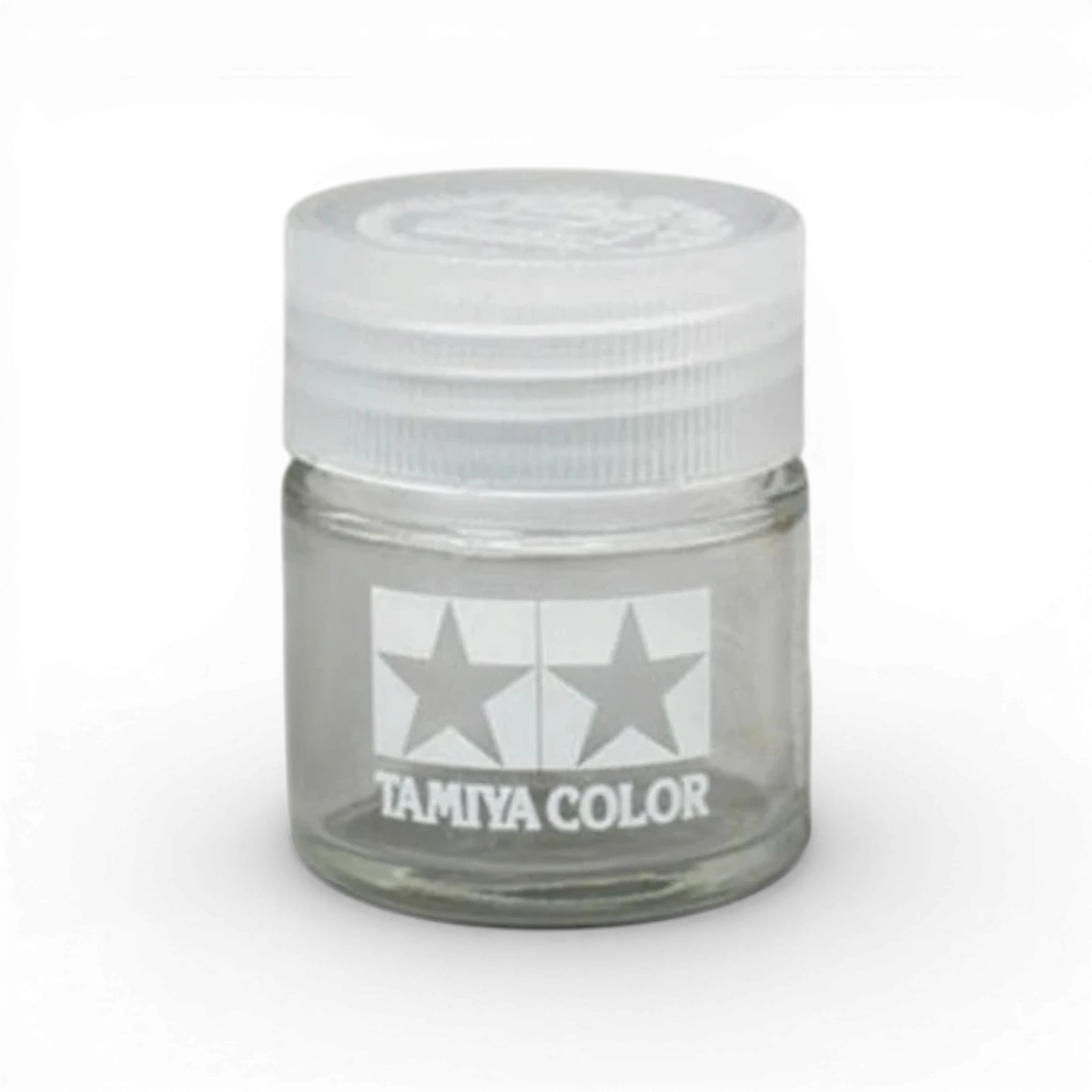 Pot gradué Tamiya pour mélange de 23 ml, contenant des peintures pour modélisme avec graduation visible.