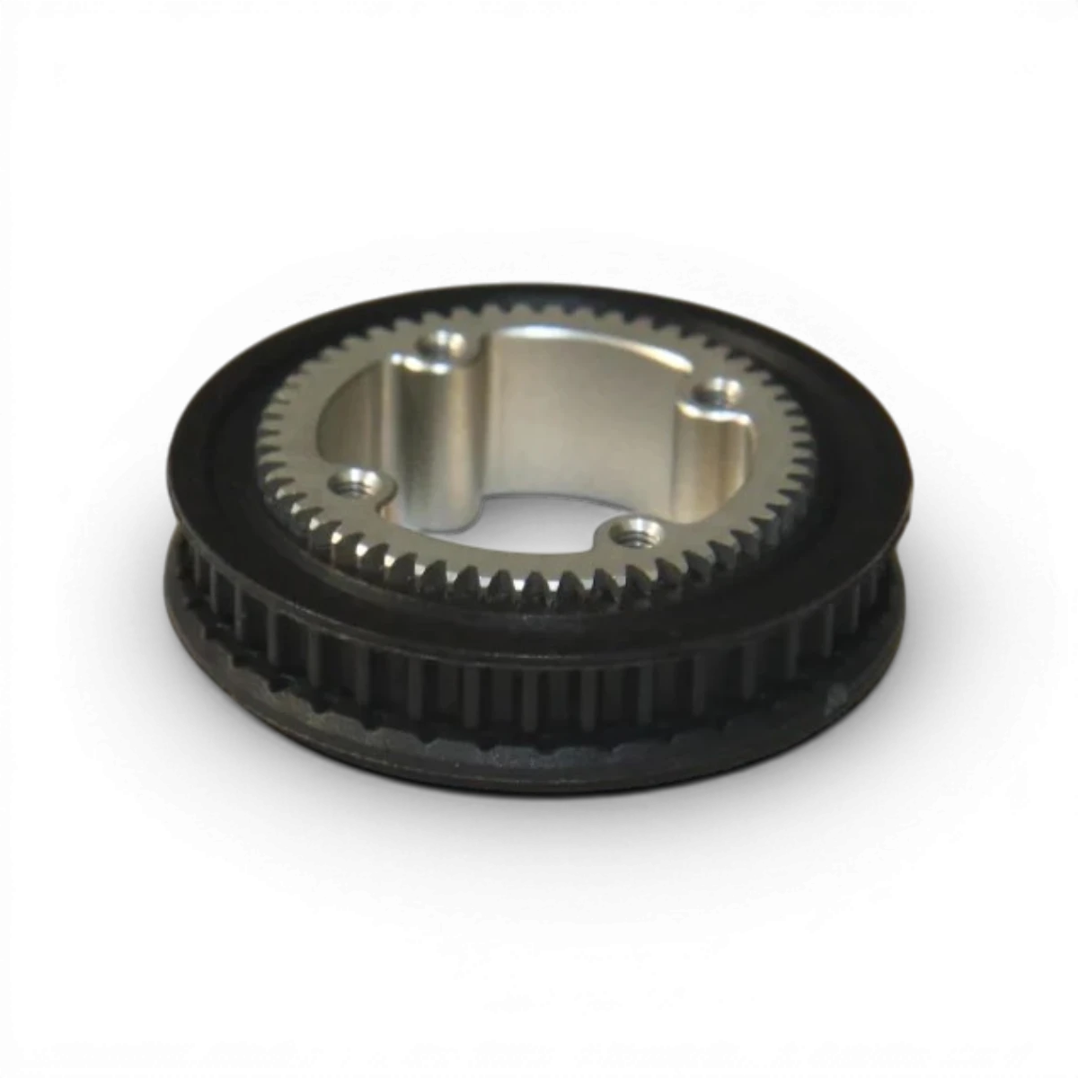 Poulie C-LSD pour GALM Courroie, marque RhinoRacing, en acier noir avec fixation, adaptée aux applications automobiles.
