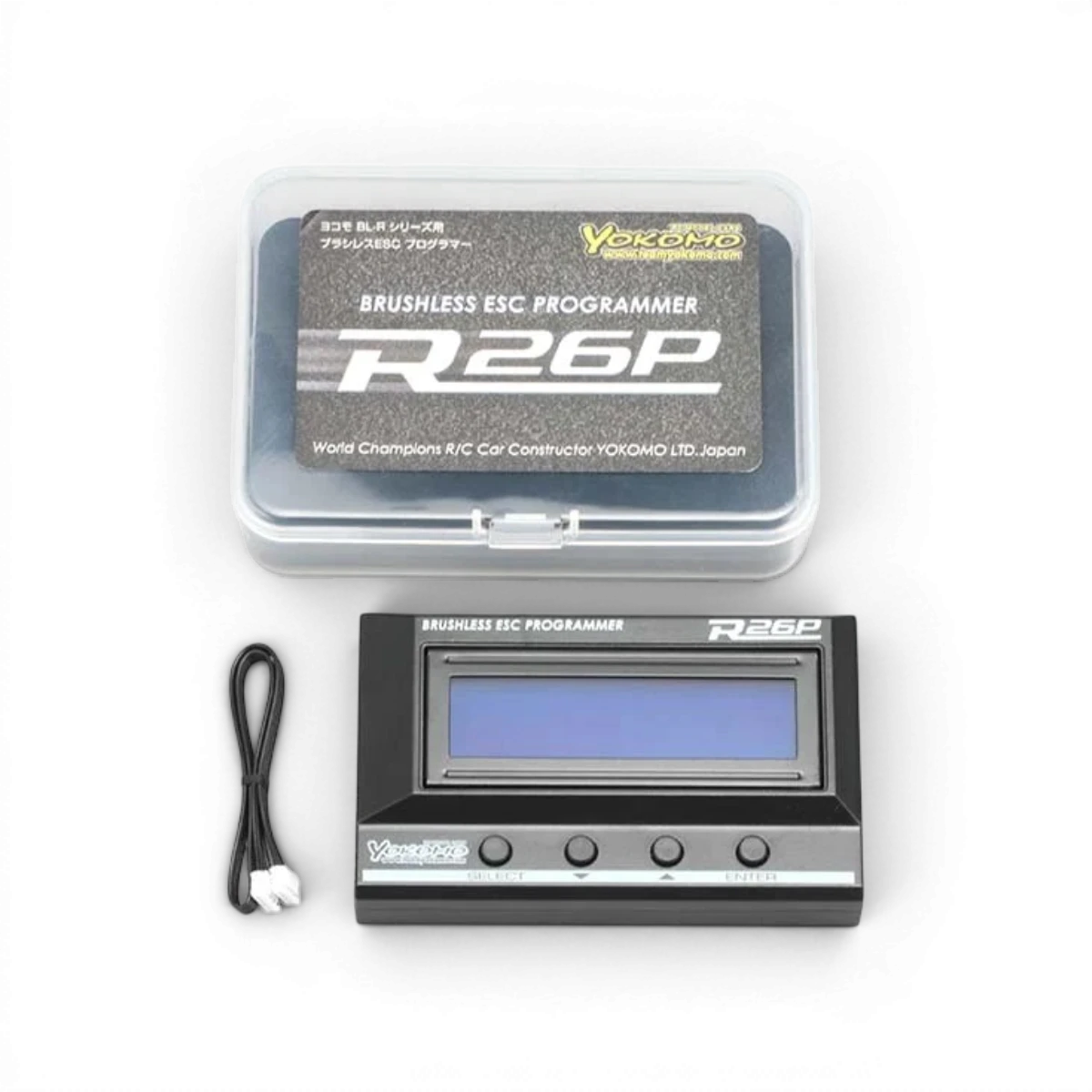Programmateur électronique dédié RPX4 de Team Yokomo avec écran et boutons de contrôle pour réglages précis.
