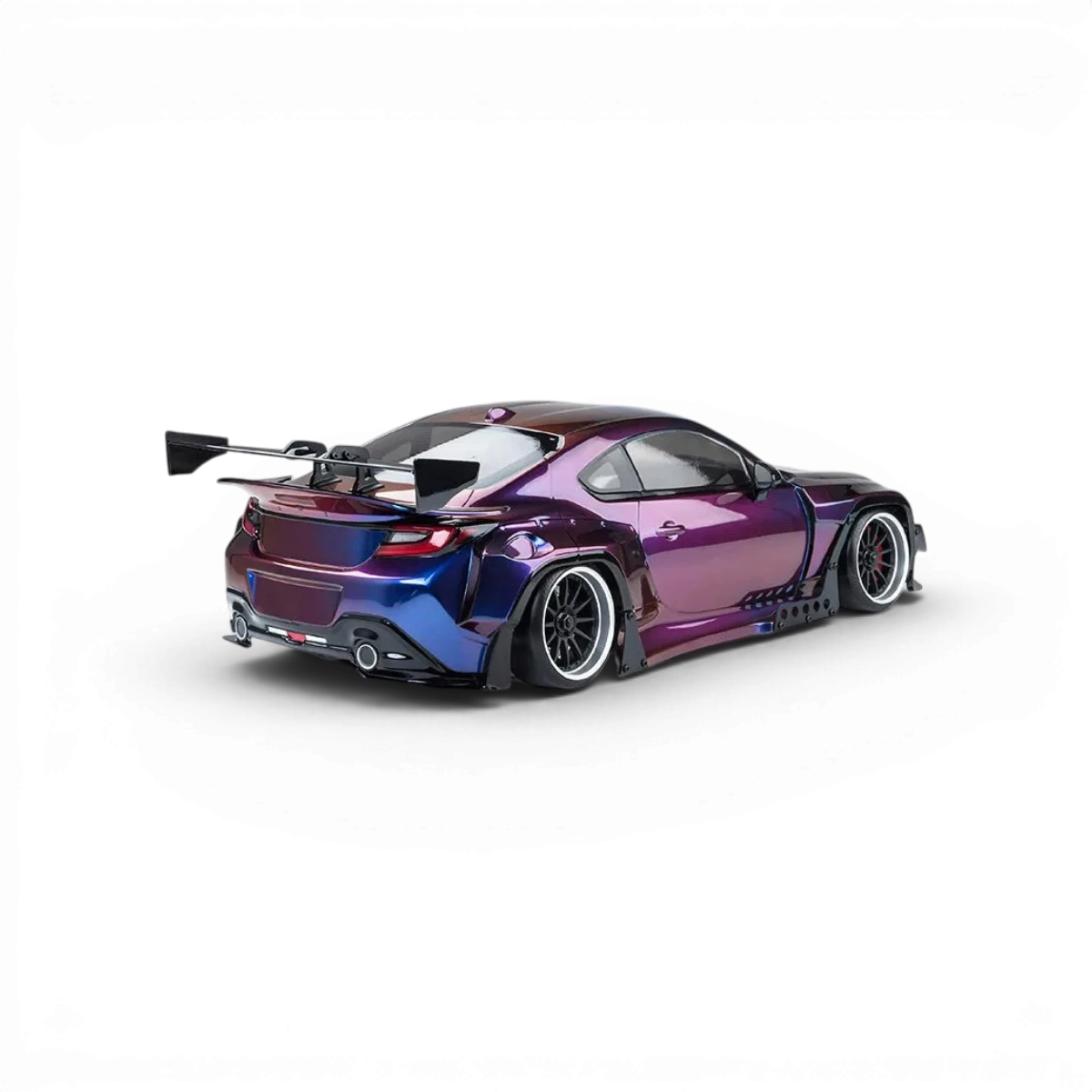 Voiture RC drift Max Speed Technology RMX 2.5 RTR Toyota GR86 RB violet iridescent, vue de côté avec détails brillants et design racé